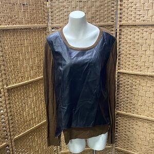 Lafayette 148 New York Brown and Black Off-the-Shoulder Sweater